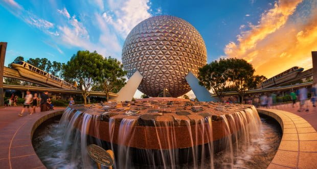 spaceship-earth-sunset-dual-monorails-epcot-v2 copy
