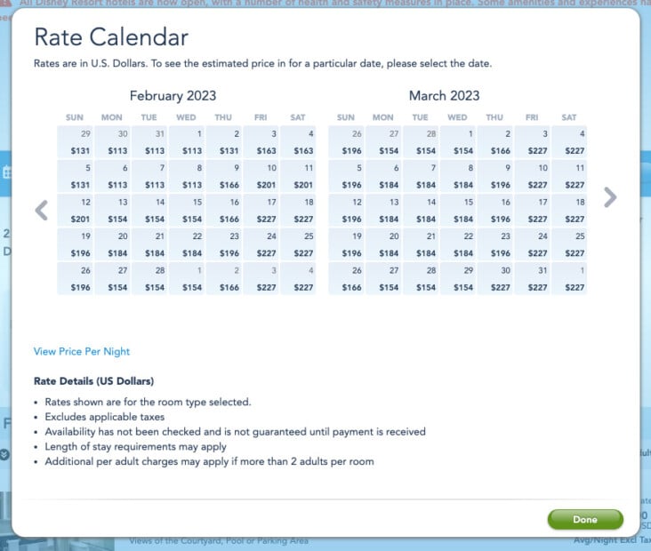 Disney World Resort Rate Calendar 2025 Printable Teddi Lorrie