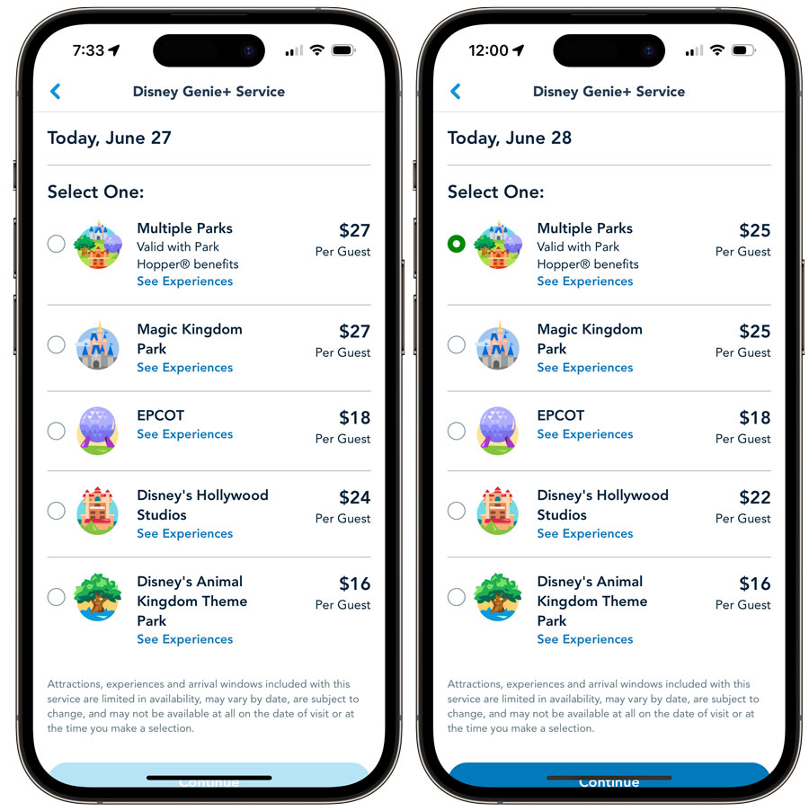 Genie+ Per-Park Pricing Debuts at Disney World (And Already Dropped on  Day Two!) - Disney Tourist Blog