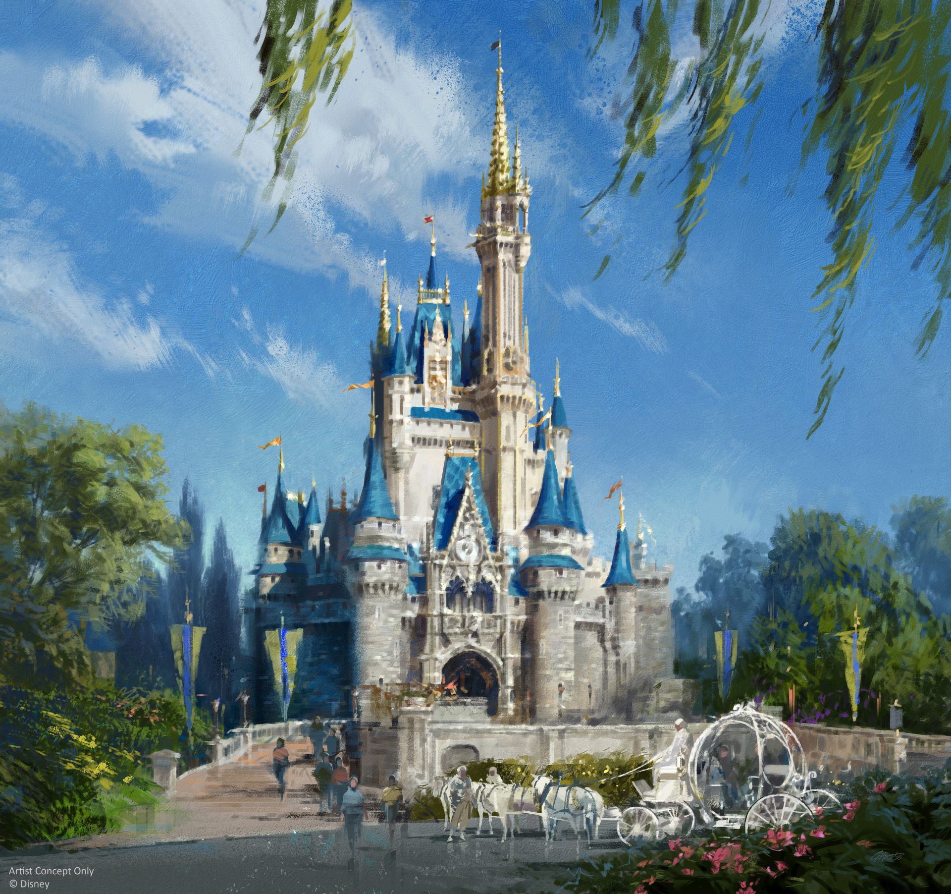 Disney World Confirms Start Date Of Cinderella Castle Repainting Crane 